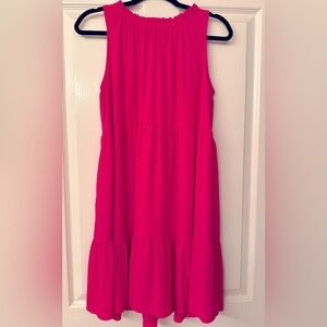 Loft sleeveless pink tiered dress